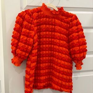 English Factory Orange/Red Ruffled top
